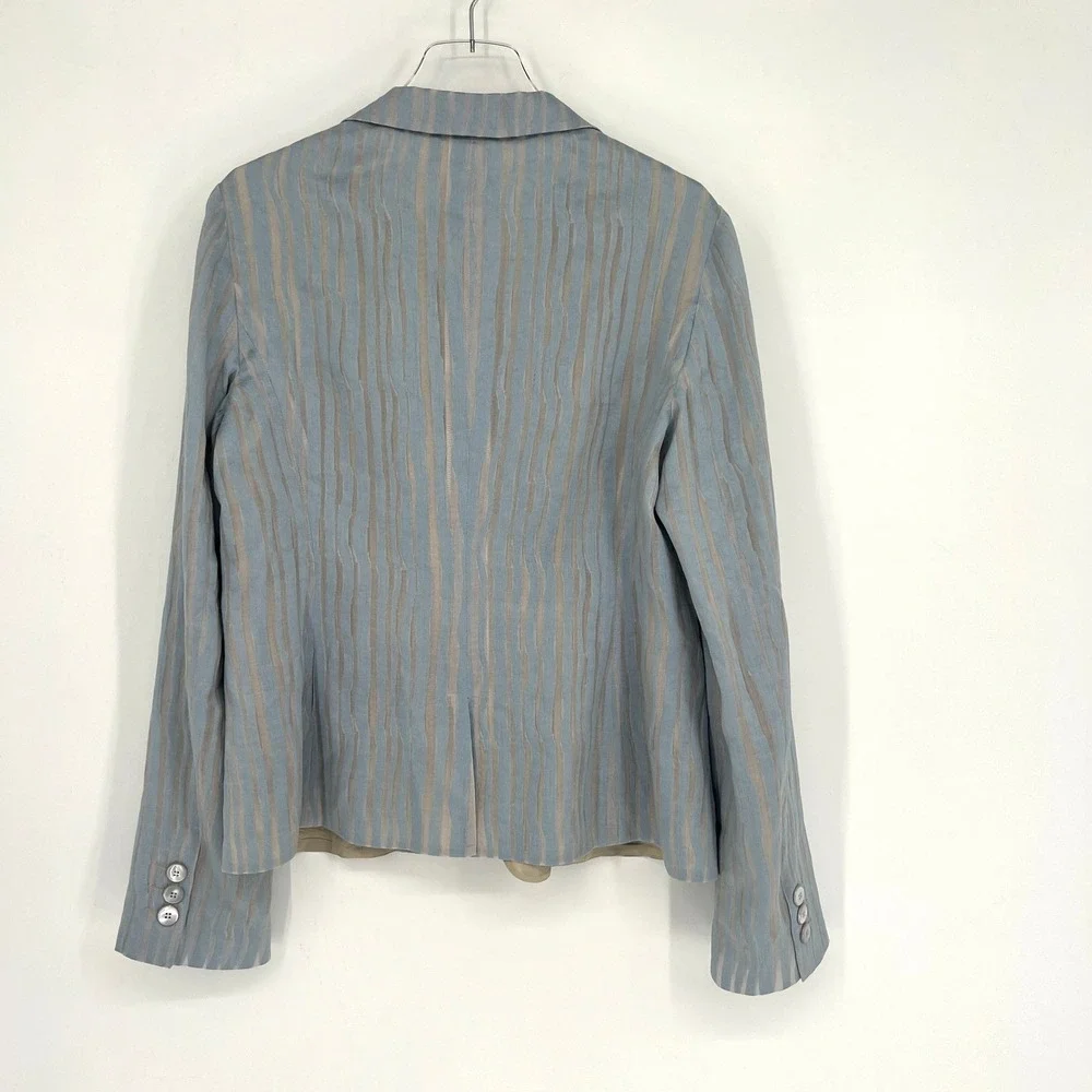 Armani Collezioni Blazer Womens 14 Linen Silk‎ Animal Print Preppy Designer
